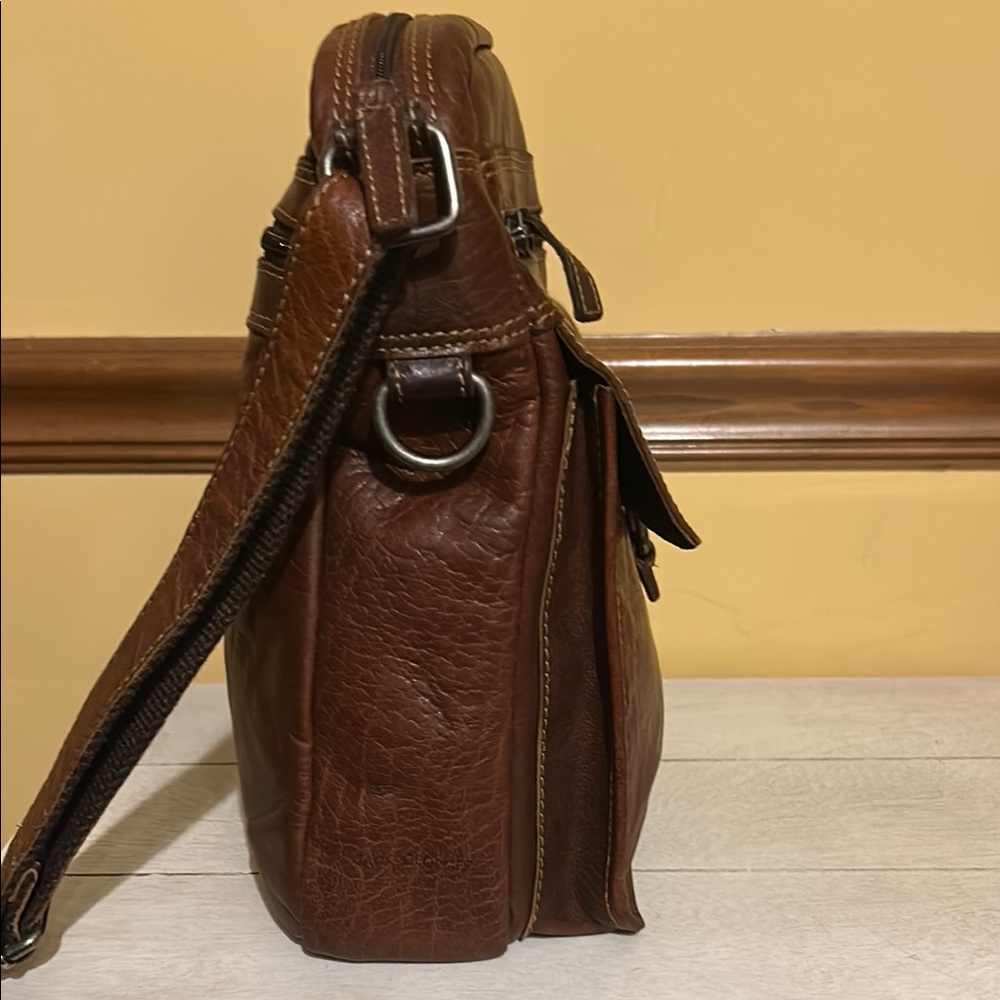 Jack George Voyager Brown Leather Men's Crossbody Bag - Picture 3 of 12